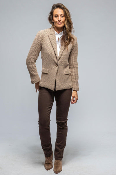 Collina Houndstooth Jacket In Beige/Chocolate - AXEL'S