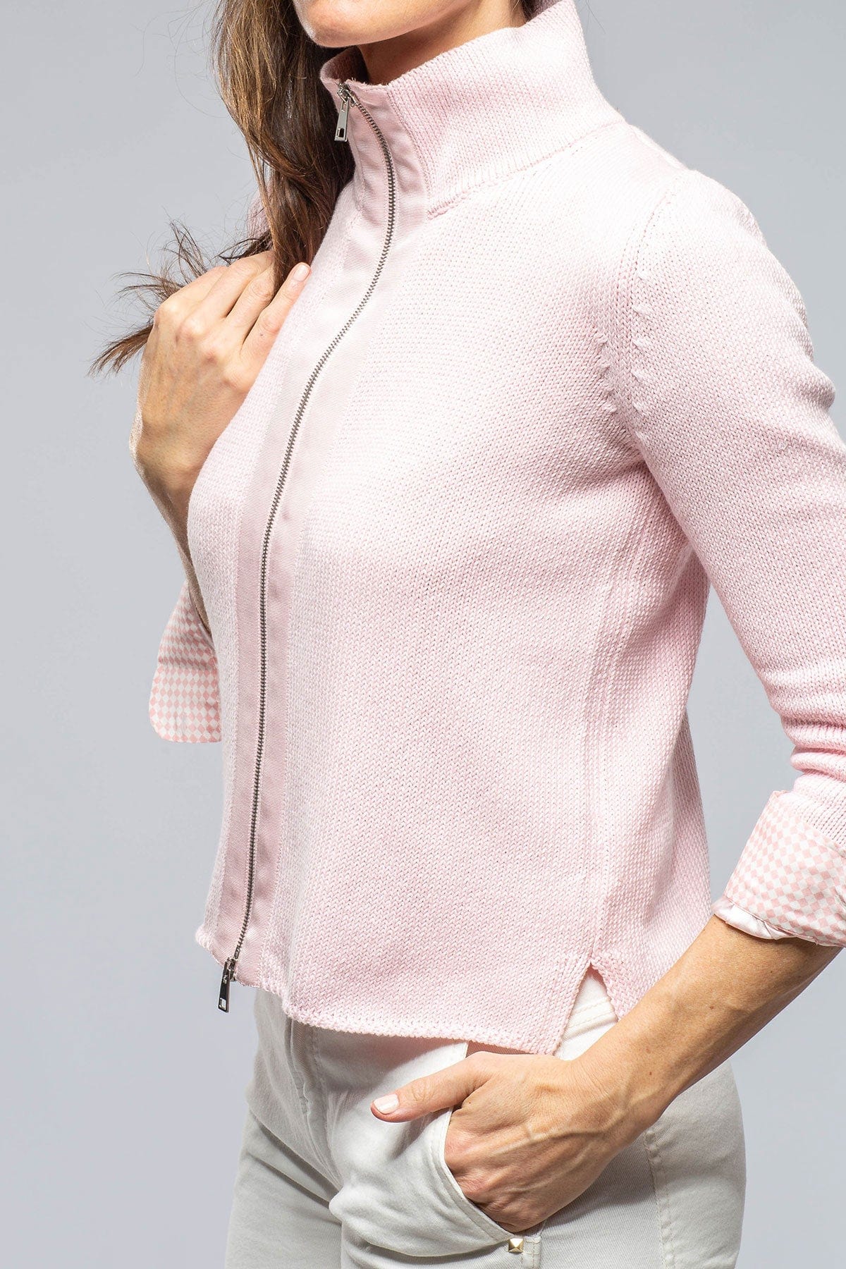 Crete Zip Sweater In Pink - AXEL'S