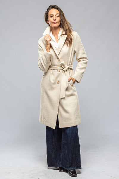 Doriana Belted Wool Alpaca Coat In Soft Honey Basketweave - AXEL'S