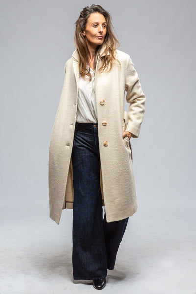 Doriana Belted Wool Alpaca Coat In Soft Honey Basketweave - AXEL'S