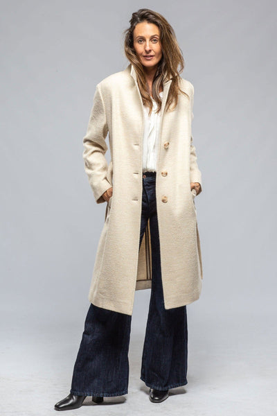 Doriana Belted Wool Alpaca Coat In Soft Honey Basketweave - AXEL'S