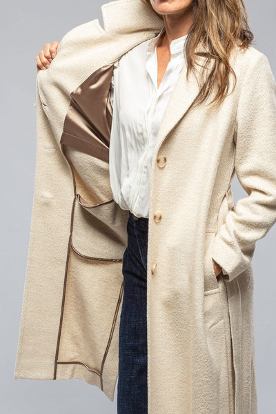 Doriana Belted Wool Alpaca Coat In Soft Honey Basketweave - AXEL'S