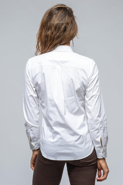 Sara Stretch Cotton White Shirt In White - AXEL'S