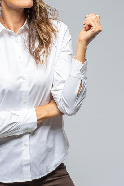 Sara Stretch Cotton White Shirt In White - AXEL'S