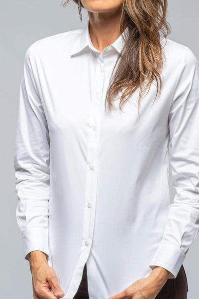 Sara Stretch Cotton White Shirt In White - AXEL'S