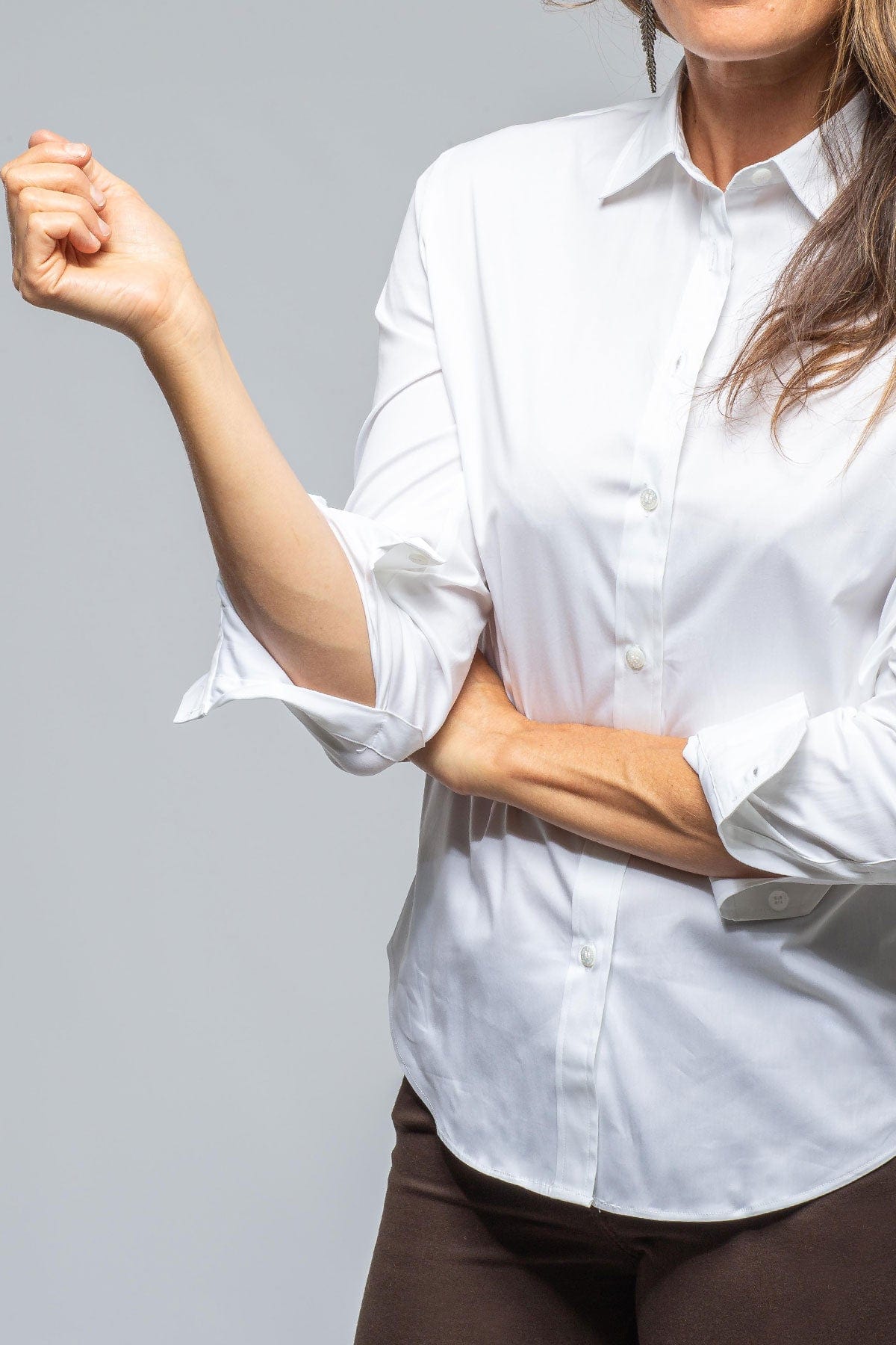 Sara Stretch Cotton White Shirt In White - AXEL'S