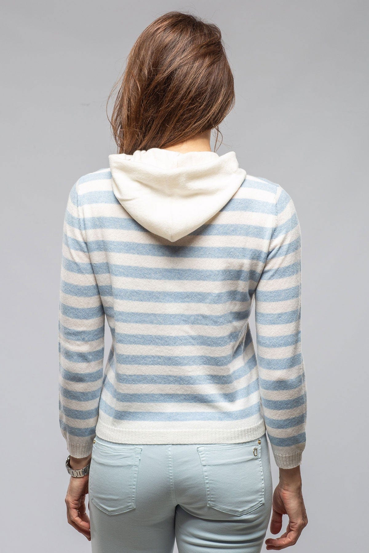 Saria Cashmere Hoodie In Denim - AXEL'S