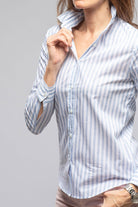 Syrna Striped Cotton Shirt In Denim - AXEL'S