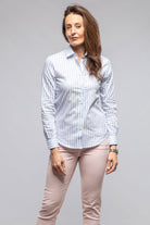 Syrna Striped Cotton Shirt In Denim - AXEL'S