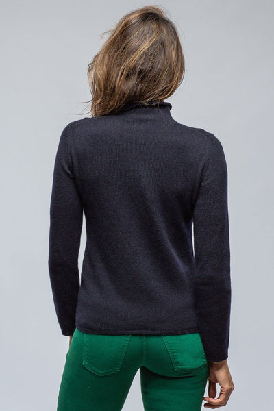 Tromba Mock Neck Cashmere Sweater In Navy - AXEL'S