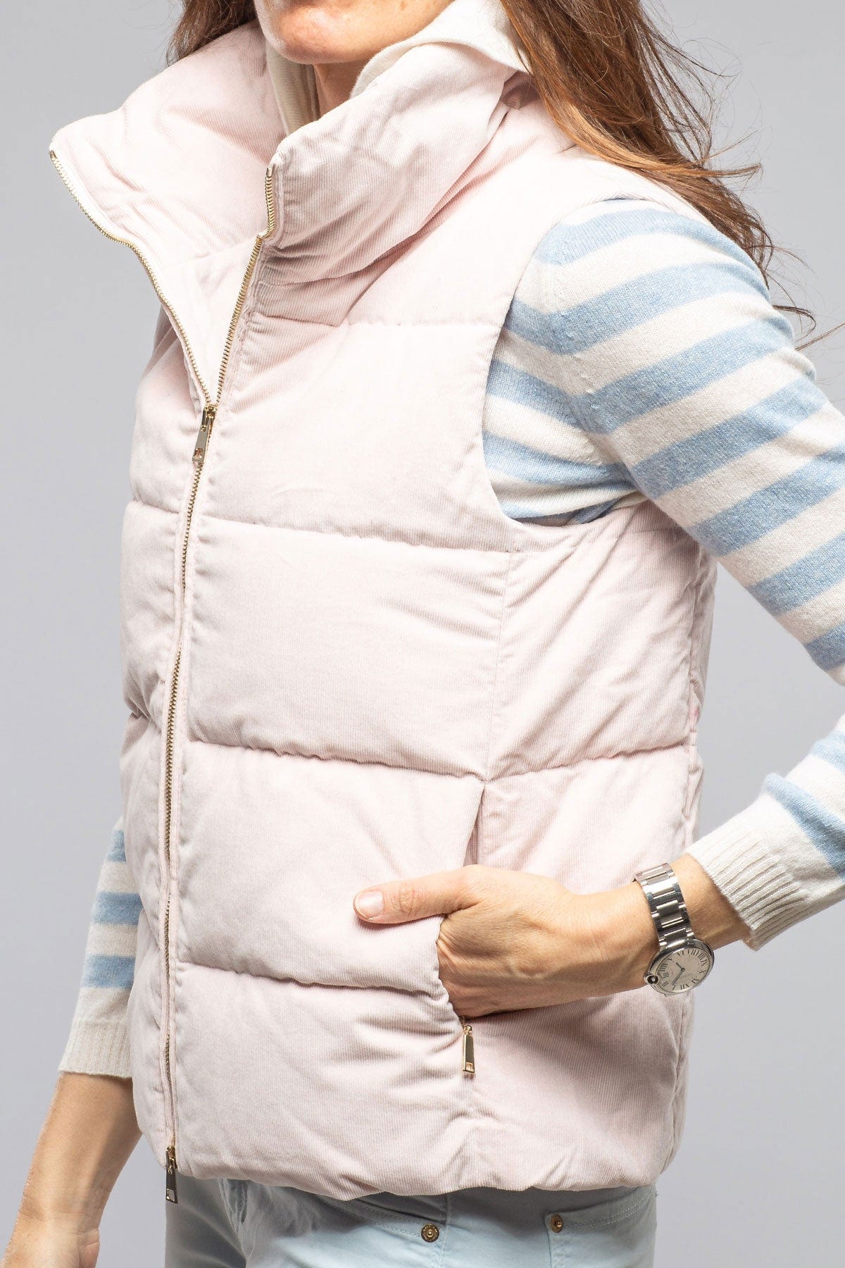 Valletta Corduroy Insulated Vest In Porcelain - AXEL'S