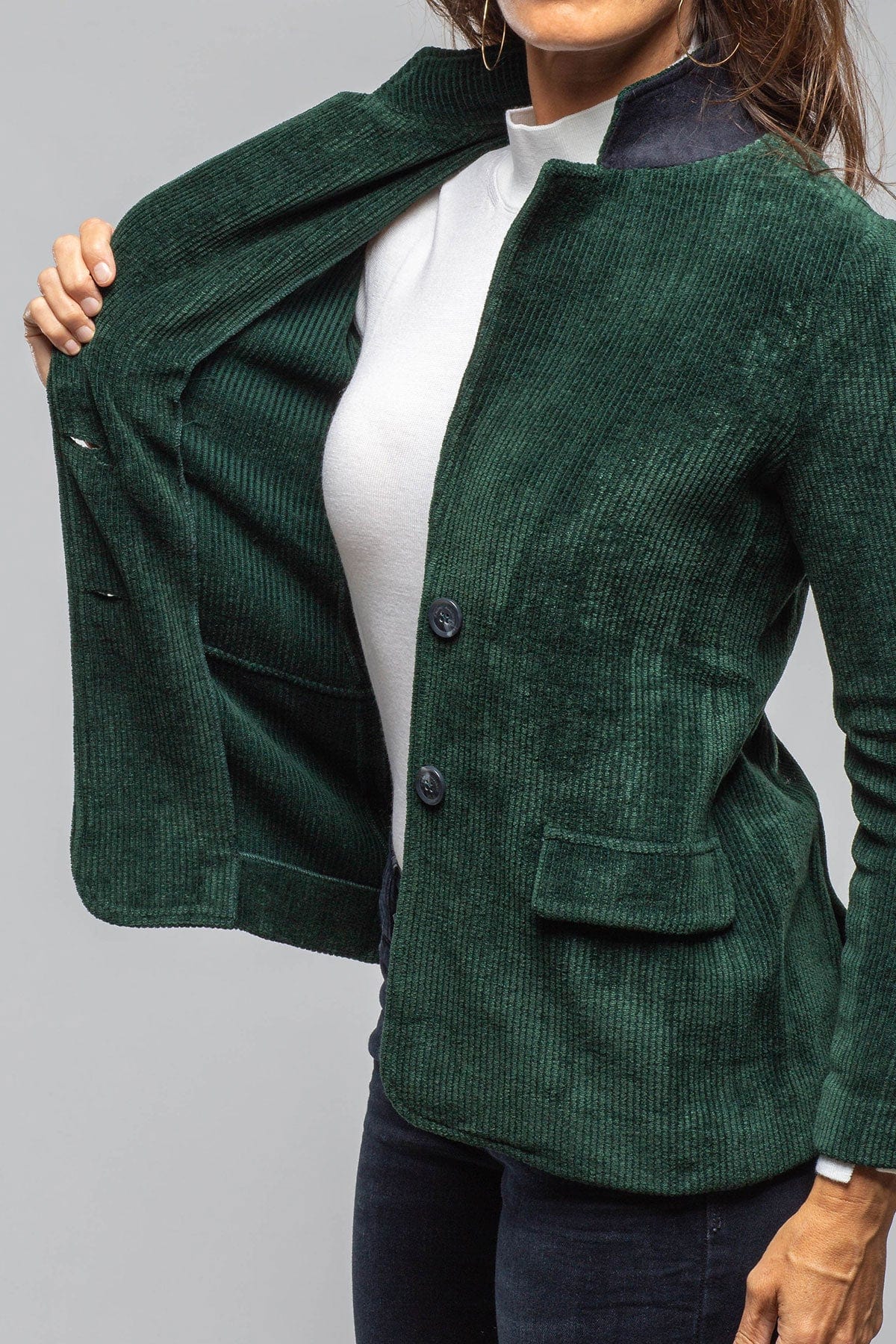 Voltaire Velvet Cord Blazer In Malachite - AXEL'S