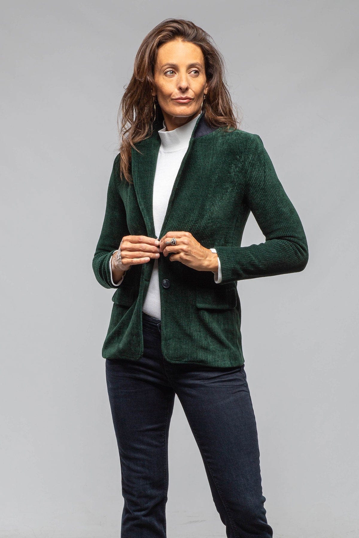 Voltaire Velvet Cord Blazer In Malachite - AXEL'S