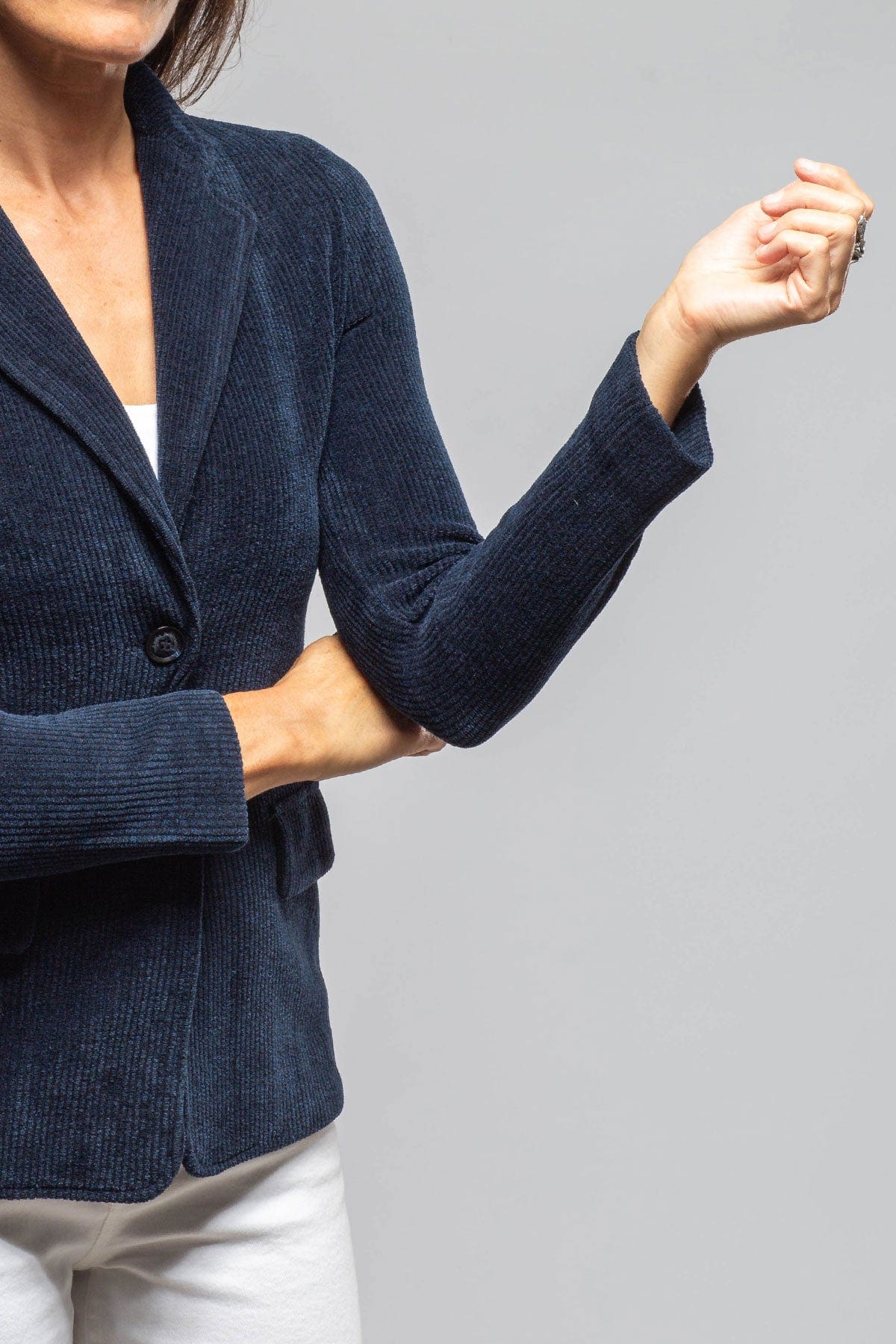 Voltaire Velvet Cord Blazer In Marine Navy - AXEL'S