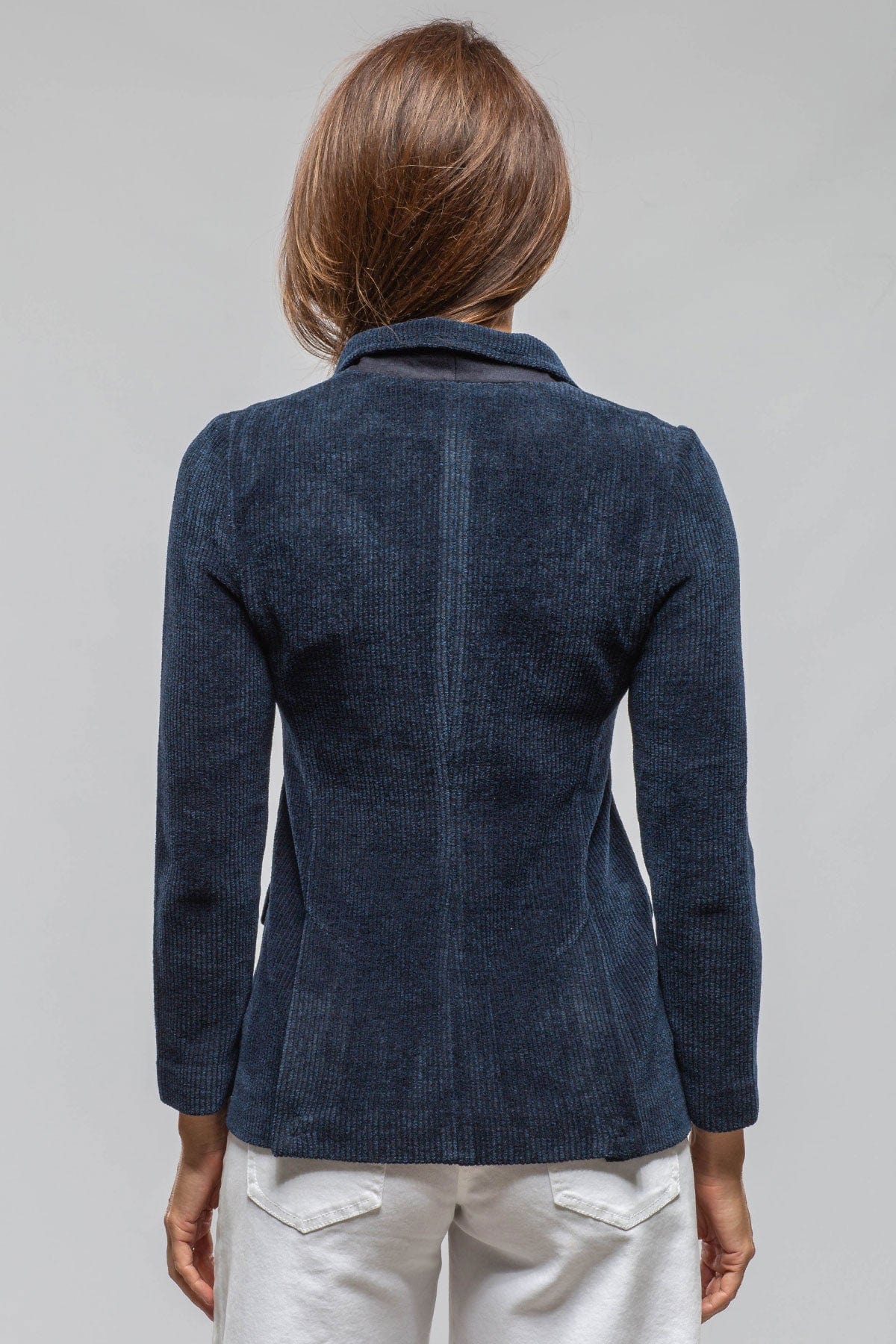 Voltaire Velvet Cord Blazer In Marine Navy - AXEL'S