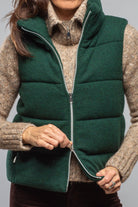 Amina Rubinacci Yeva Wool Cashmere Puffer Vest In Malachite Ladies - Outerwear - Cloth