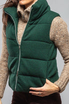 Amina Rubinacci Yeva Wool Cashmere Puffer Vest In Malachite Ladies - Outerwear - Cloth