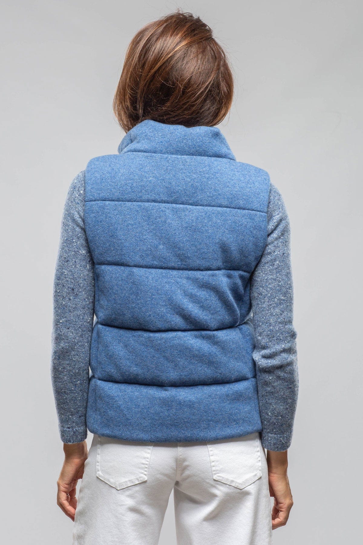 Yeva Wool Cashmere Puffer Vest In Soft Denim - AXEL'S