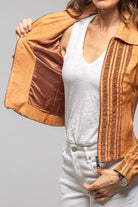 Acoma Lambskin Jacket Weave Detail In Clay - AXEL'S