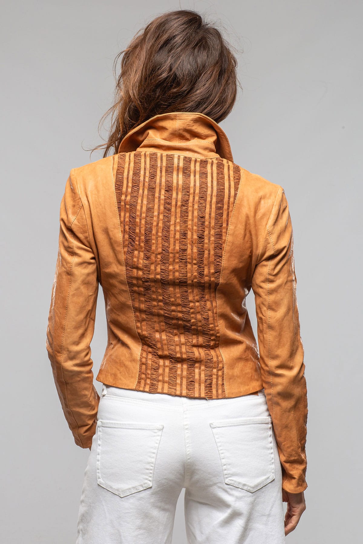 Acoma Lambskin Jacket Weave Detail In Clay - AXEL'S