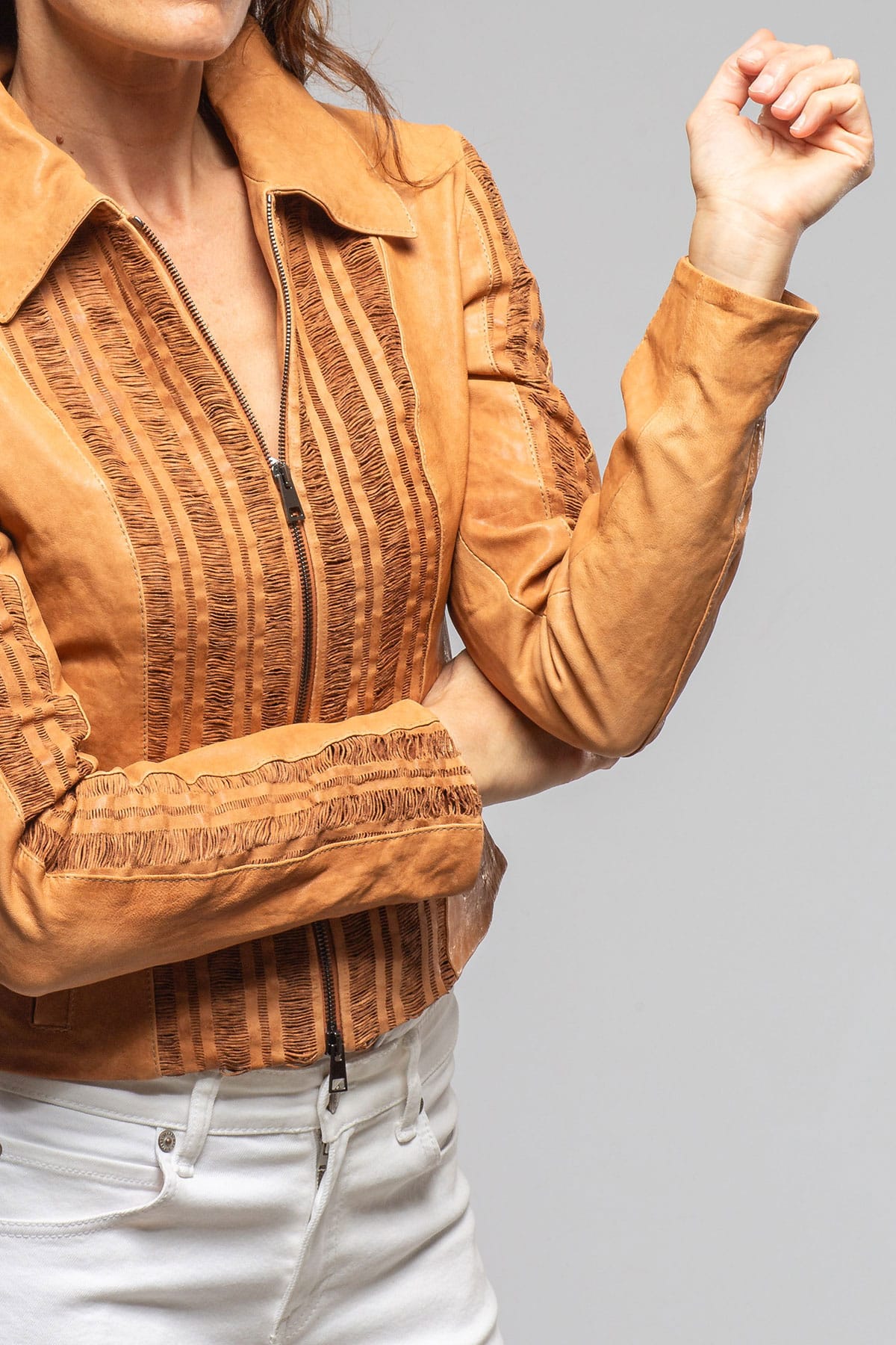 Acoma Lambskin Jacket Weave Detail In Clay - AXEL'S