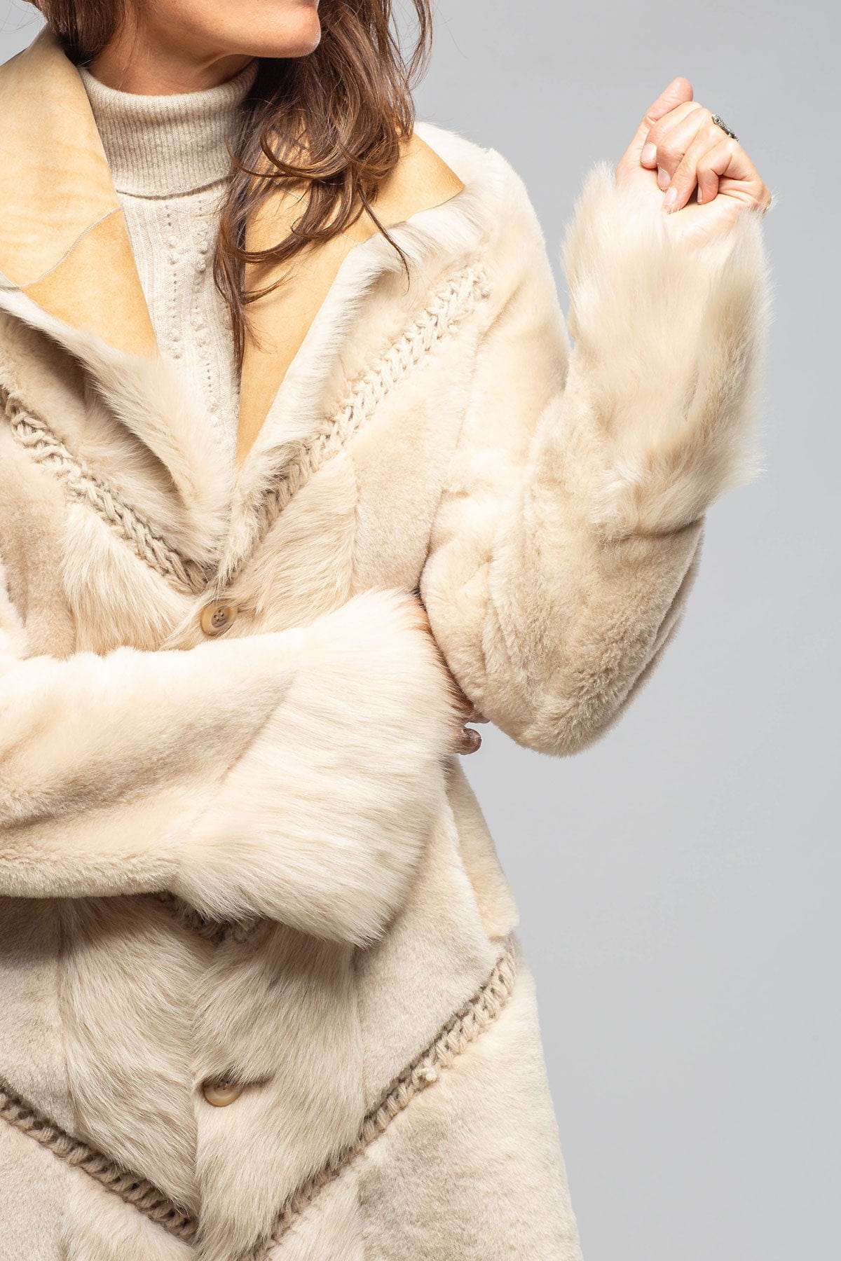 Amaya Shearling In Vintage Palomino - AXEL'S