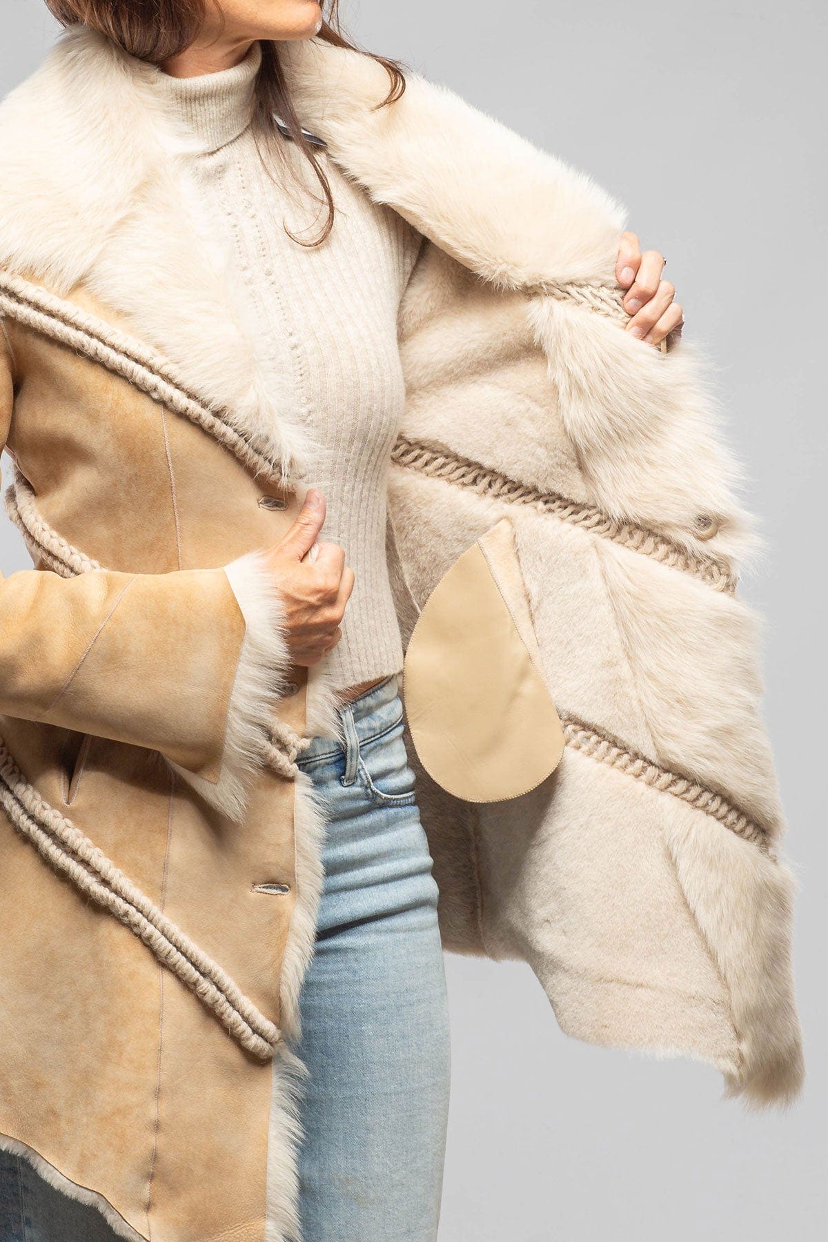 Amaya Shearling In Vintage Palomino - AXEL'S