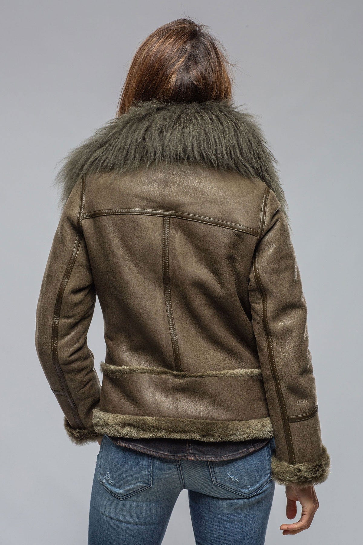 Colette Aviator Shearling In Military - AXEL'S