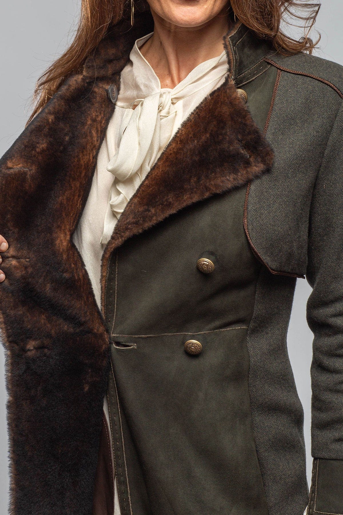 Artico Colonel Shearling Coat In Loden Ladies - Outerwear - Shearling