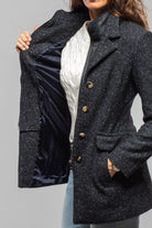 Artico Derby Tweed Donegal Jacket In Midnight Blue Melange Ladies - Outerwear - Cloth