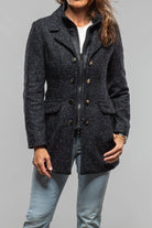 Artico Derby Tweed Donegal Jacket In Midnight Blue Melange Ladies - Outerwear - Cloth