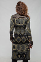 Artico Dyani Aztec Knit & Shearling Sweater Coat In Moss Grey Ladies - Outerwear - Shearling