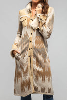 Artico Dyani Navajo Knit & Shearling Sweater Coat In Palomino Ladies - Outerwear - Shearling