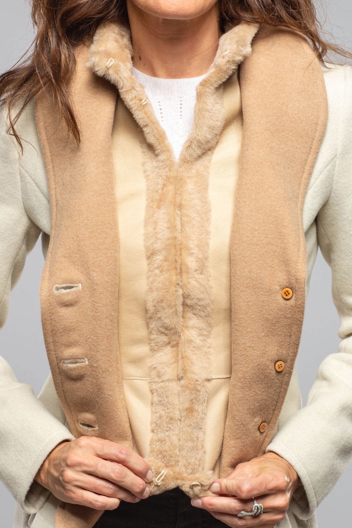 Artico Eden Wool Shearling Jacket In Cream Ladies - Outerwear - Cloth