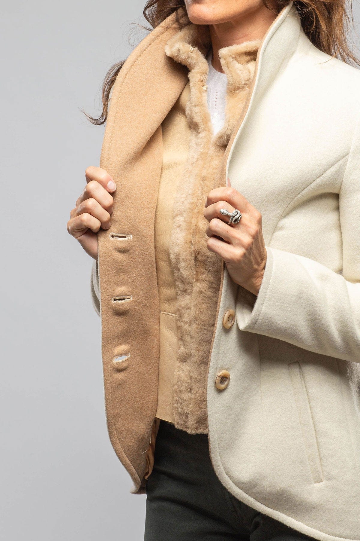 Artico Eden Wool Shearling Jacket In Cream Ladies - Outerwear - Cloth