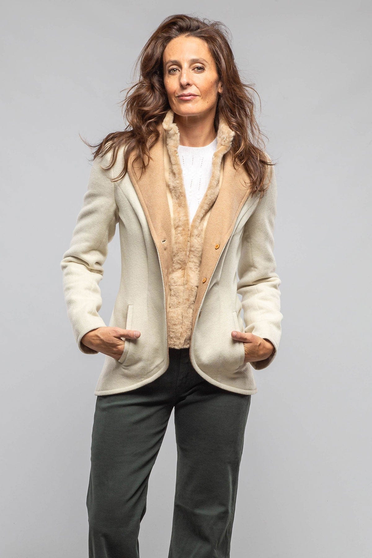 Artico Eden Wool Shearling Jacket In Cream Ladies - Outerwear - Cloth