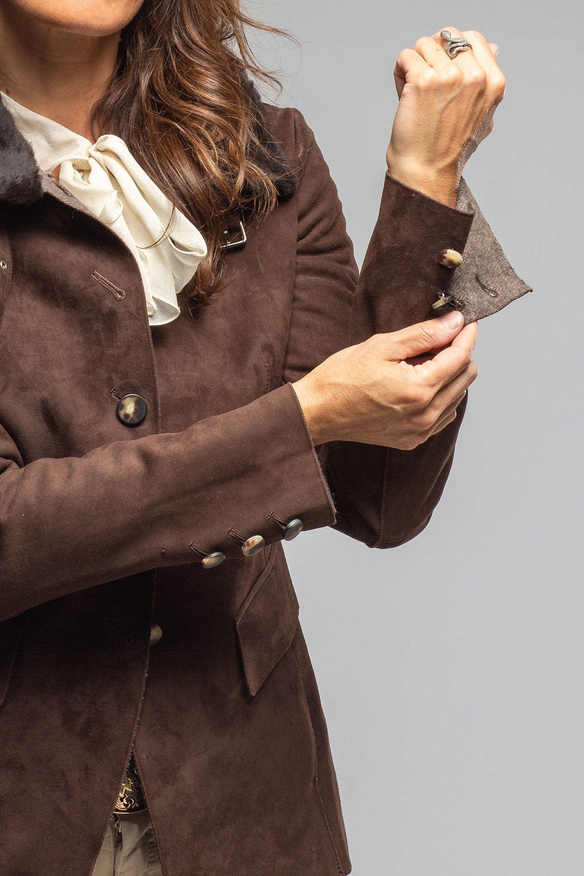 Artico Federica Suede Blazer In Chocolate Ladies - Outerwear - Leather