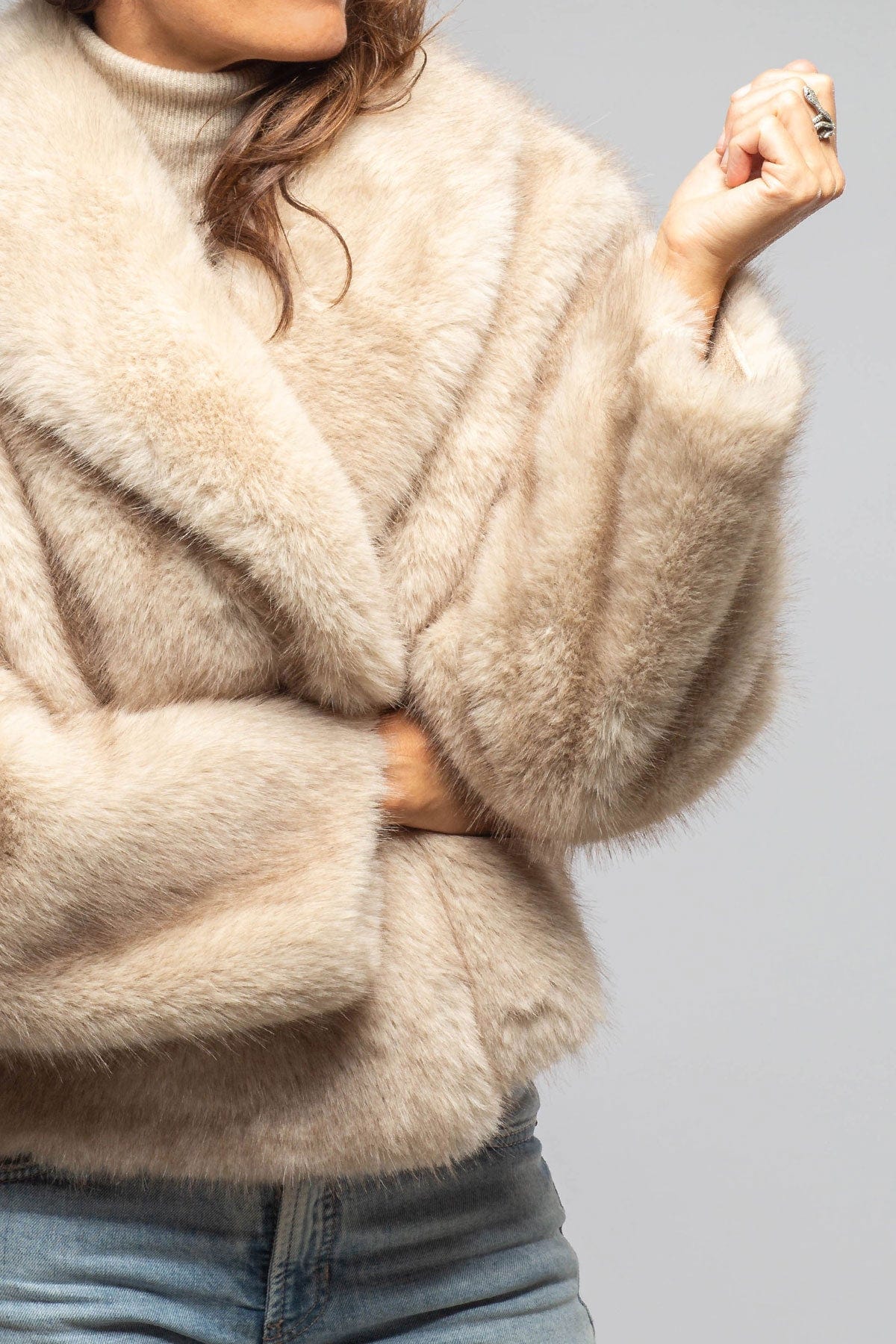 Gaia Eco Fur Reversible Shearling In Oatmeal - AXEL'S