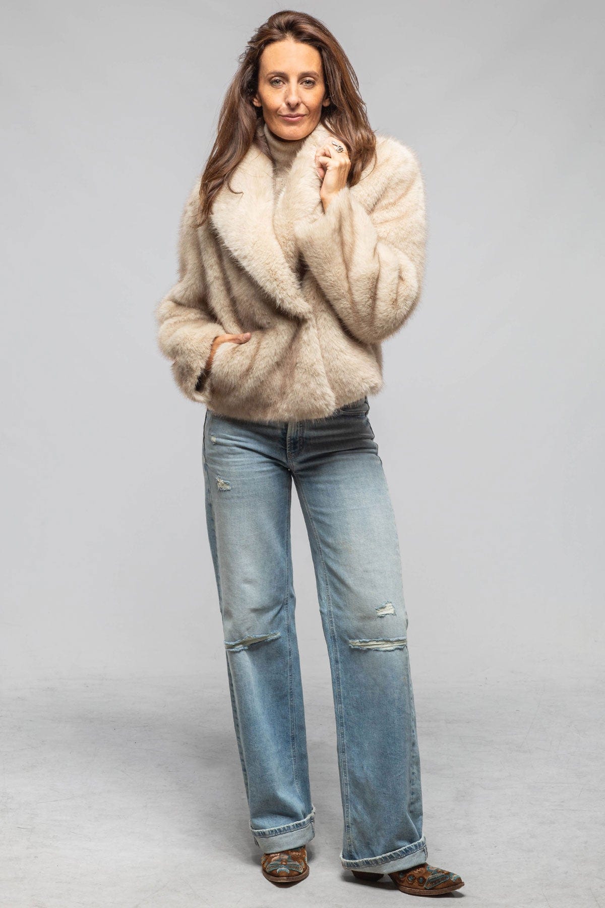Gaia Eco Fur Reversible Shearling In Oatmeal - AXEL'S
