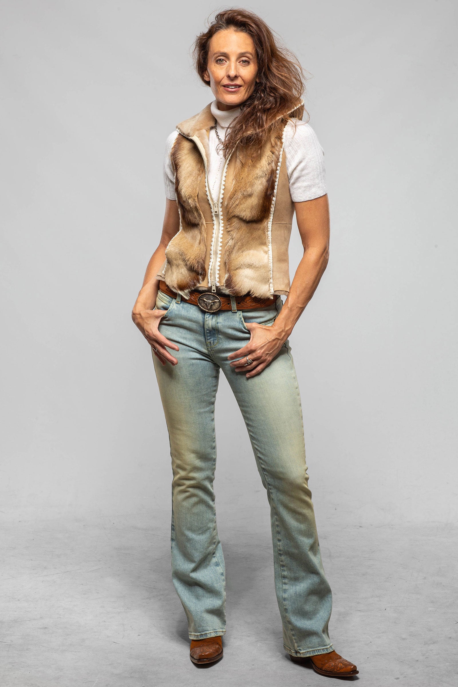 Artico Ista Shearling & Gazelle Hooded Vest Ladies - Outerwear - Shearling