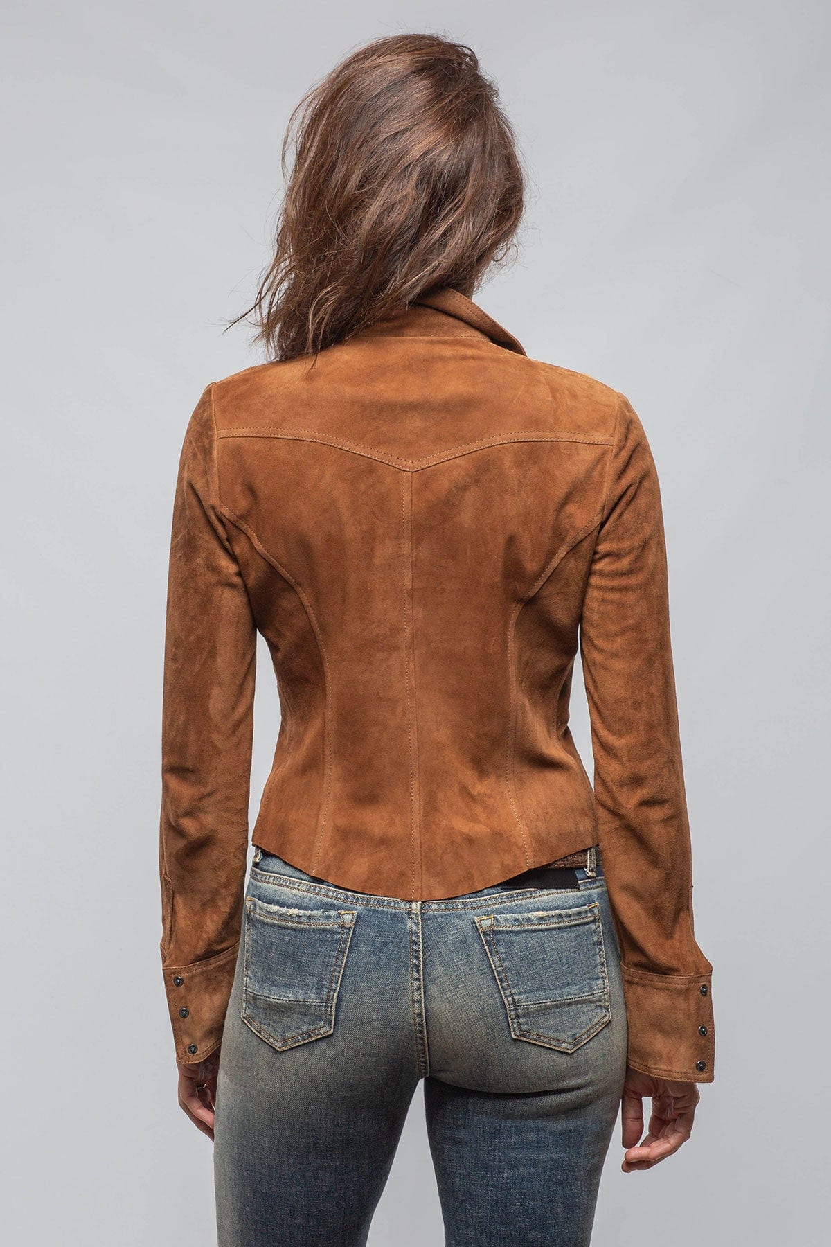 Jancy Suede Shirt W/ Hair-On-Hide In Chestnut - AXEL'S