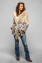 Artico Malia Knit Shearling Coat In Azure Ladies - Outerwear - Shearling