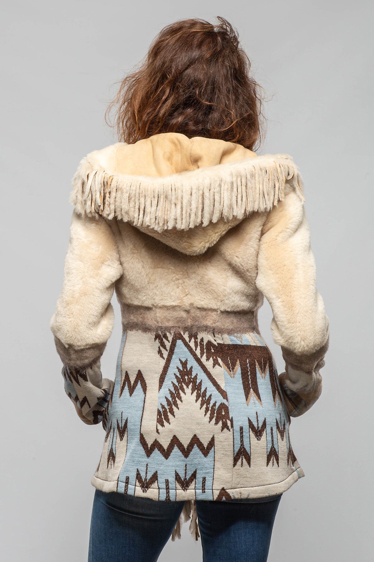 Artico Malia Knit Shearling Coat In Azure Ladies - Outerwear - Shearling