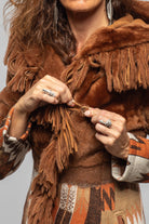 Artico Malia Knit Shearling Coat In Rust Ladies - Outerwear - Shearling