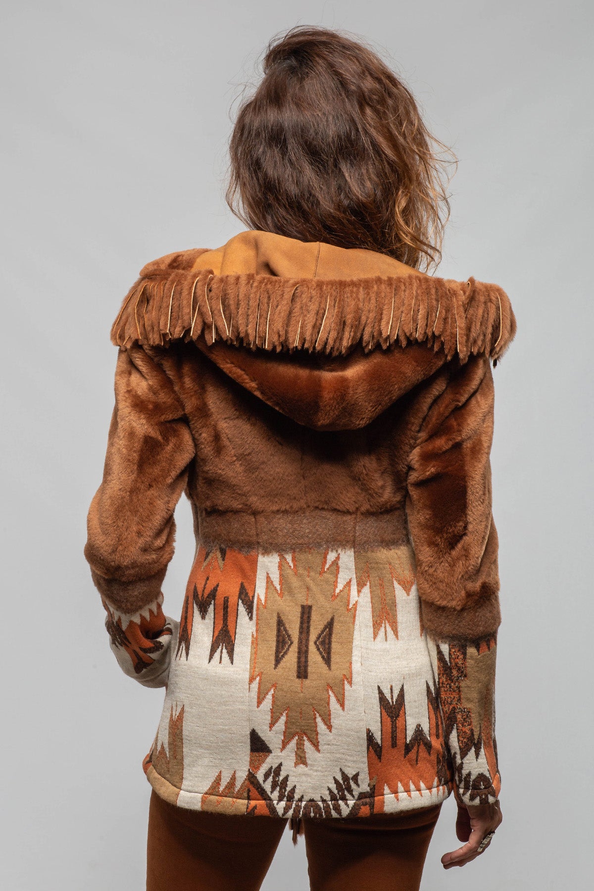 Artico Malia Knit Shearling Coat In Rust Ladies - Outerwear - Shearling