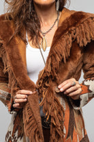 Artico Malia Knit Shearling Coat In Rust Ladies - Outerwear - Shearling