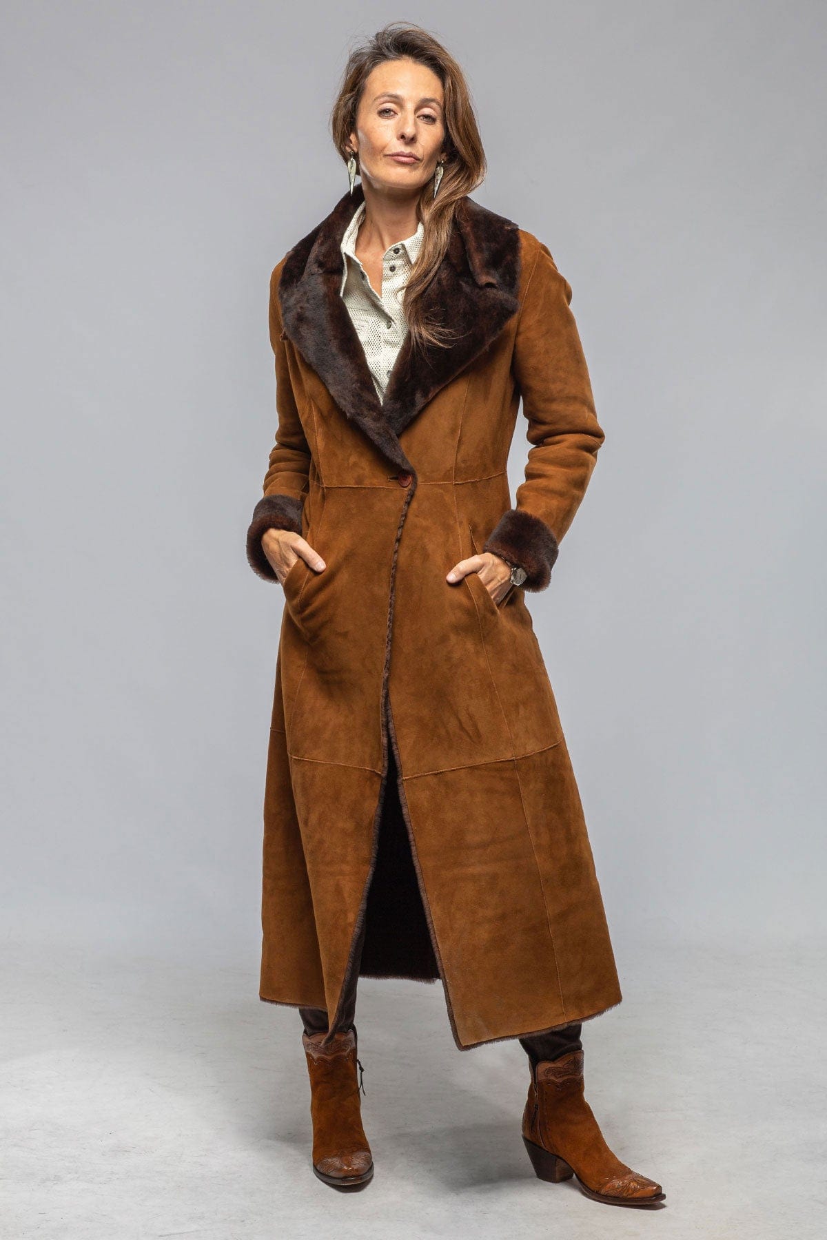 Artico Mercedes Long Shearling In Cognac | Ladies - Outerwear - Shearling