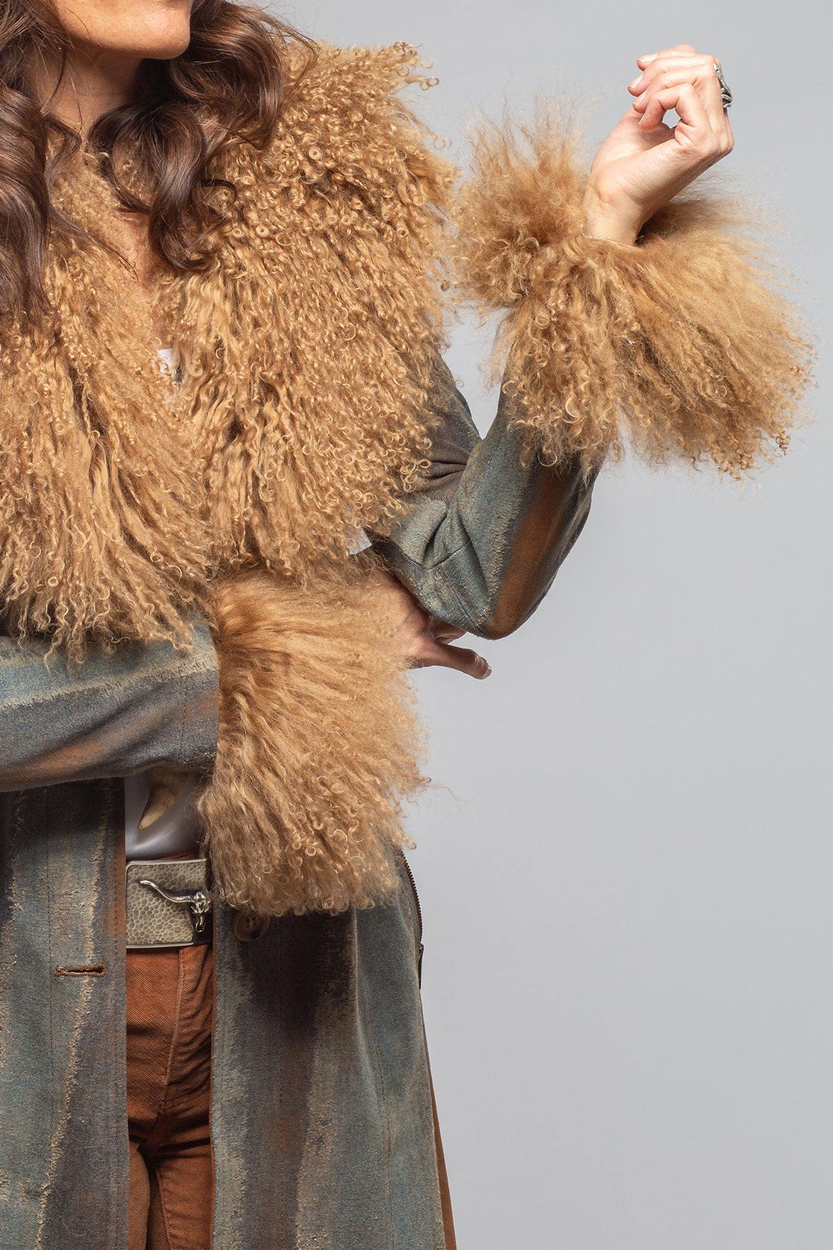 Artico Outlaw Denim & Suede Madras Coat Ladies - Outerwear - Shearling