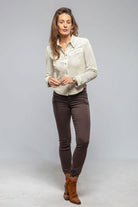 Pasadena Perforated Leather Shirt In Cream - AXEL'S