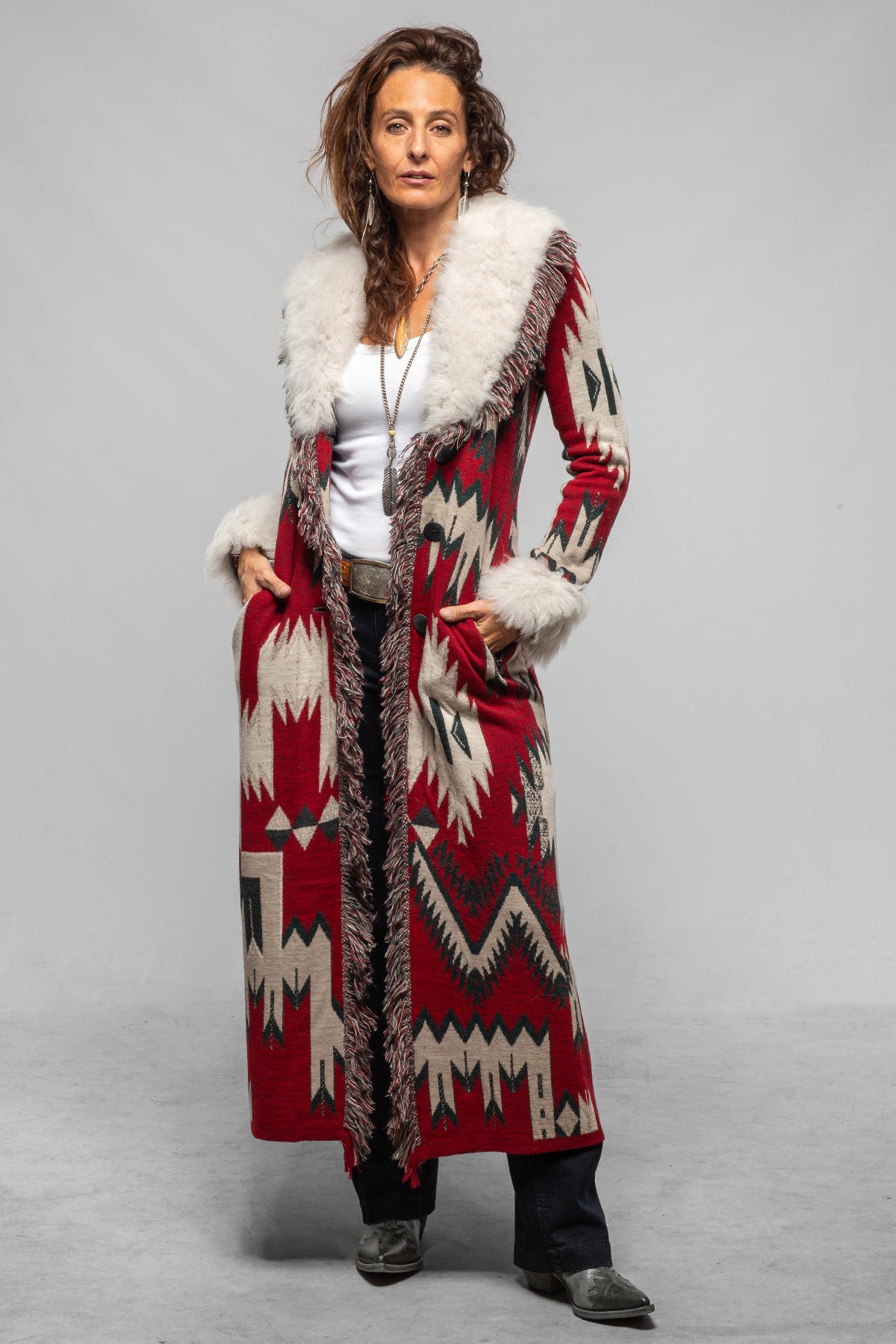Artico Sakari Long Knit Sweater Coat Ladies - Outerwear - Shearling